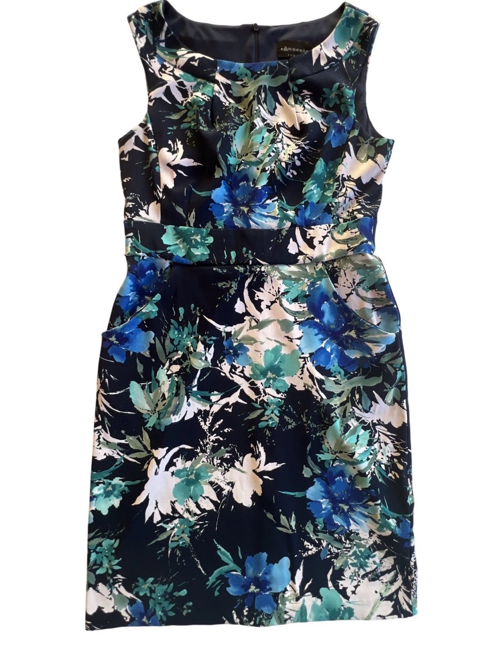 Connected Apparel sleeveless sheath blue and teal cocktail dress size M